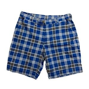 Loudmouth Golf Shorts Blue Plaid Bold Print Performance Men 34